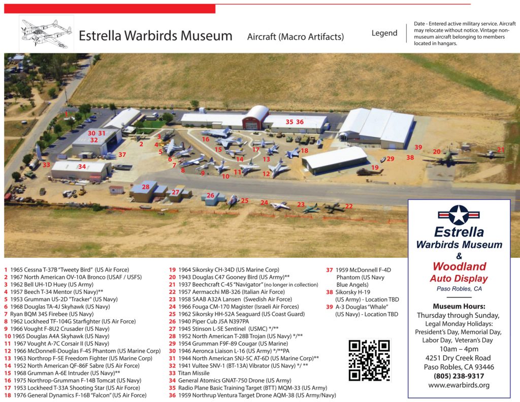 Estrella Warbirds Museum Aircraft Site Map